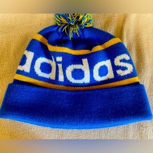 Adidas classics blue,yellow, and white beanie